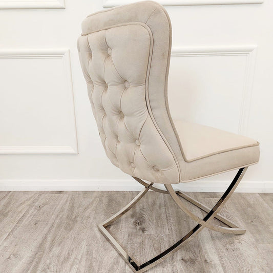 Sandhurst Dining Chair with buttoned back X Leg (All Colours)