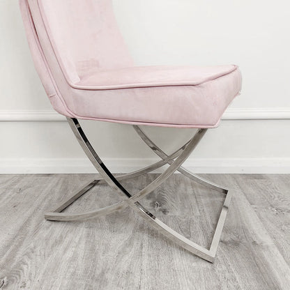 Sandhurst Dining Chair with buttoned back X Leg (All Colours)